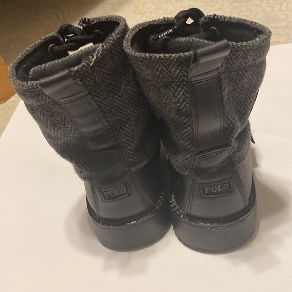 POLO RALPH LAUREN COMBAT BLACK AND GRAY BOOTS SIZE 6 - Picture 10 of 16